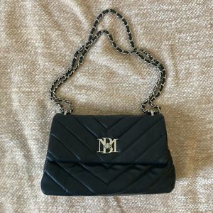 Badgley Mischka quilted black purse with chain strap